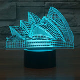7 Color Discoloration Creative Visual Stereo Lamp Desk Lamp Night Light, Sydney Opera House Style