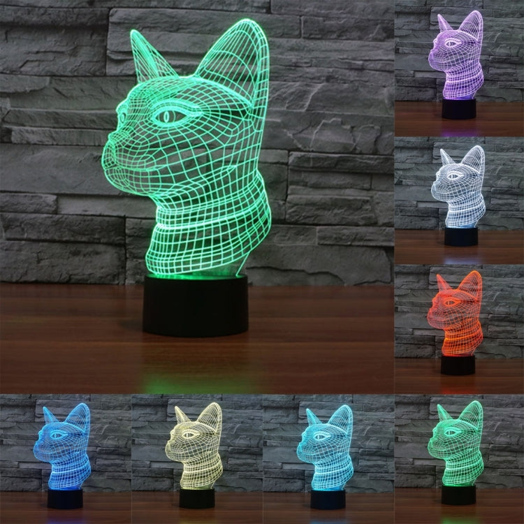 7 Color Discoloration Creative Visual Stereo Lamp Desk Lamp Night Light, Side Face Cat Style