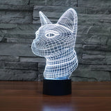 7 Color Discoloration Creative Visual Stereo Lamp Desk Lamp Night Light, Side Face Cat Style
