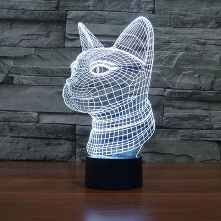 7 Color Discoloration Creative Visual Stereo Lamp Desk Lamp Night Light, Side Face Cat Style