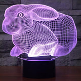 7 Colour Discoloration Creative Visual Stereo Lamp Desk Lamp Night Light, Rabbit Shape