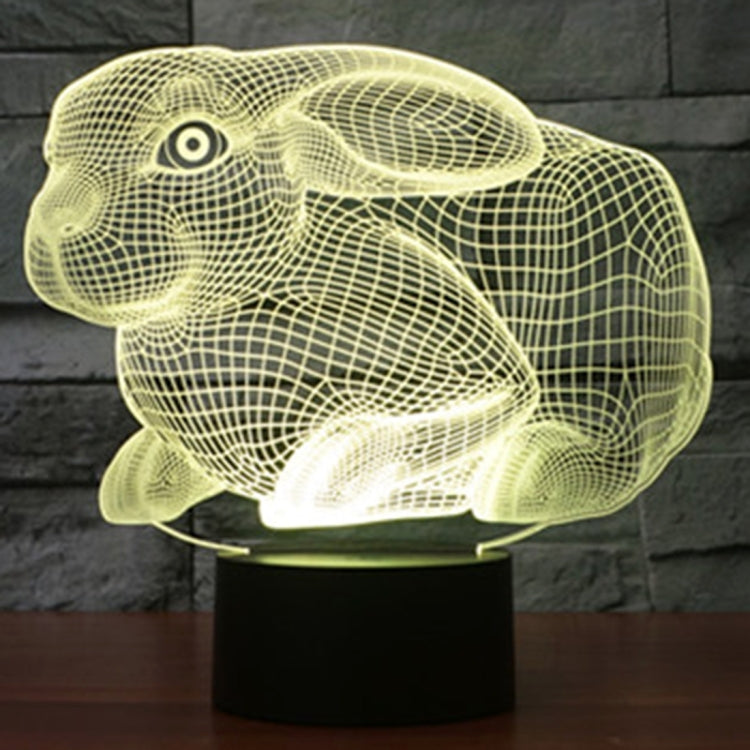 7 Colour Discoloration Creative Visual Stereo Lamp Desk Lamp Night Light, Rabbit Shape