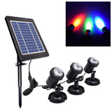 3 In 1 Red Green Blue Light Lawn Insertion Pool Diving Solar Spotlight, Red Green Blue Light Red Green Blue Light