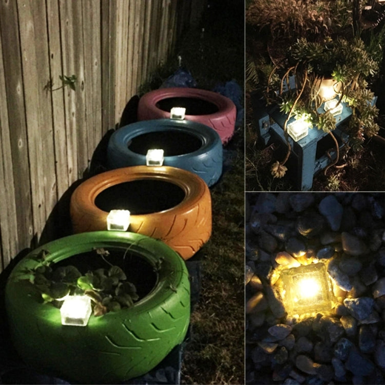 Solar Powered Square Tempered Glass Outdoor LED Buried Light Garden Decoration Lamp IP55 Waterproof，Size: 7 x 7 x 5cm, 7 x 7 x 5cm