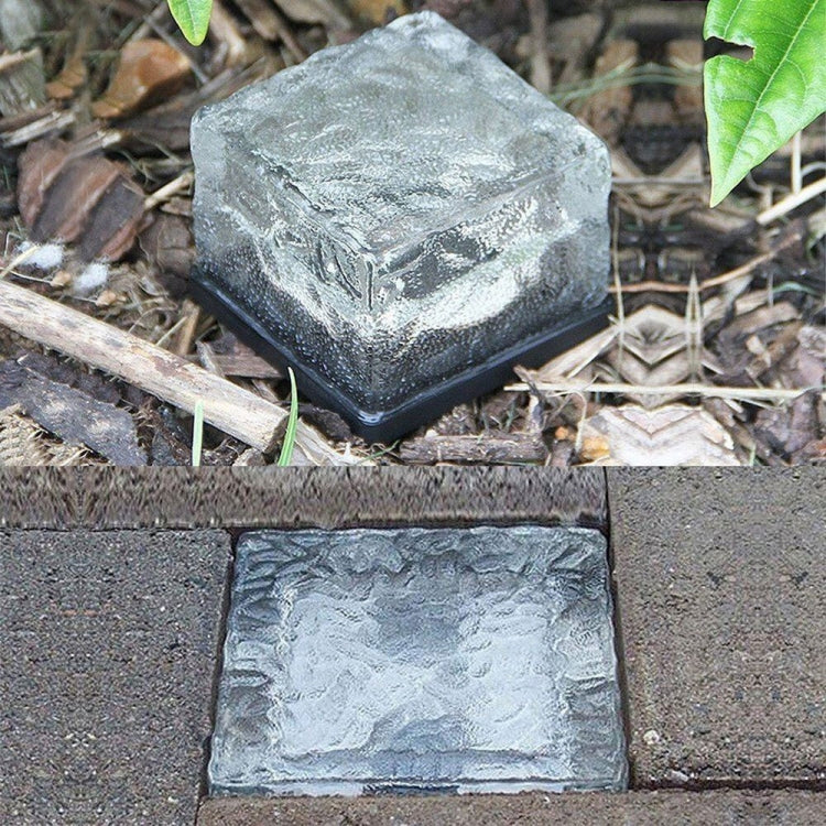 Solar Powered Square Tempered Glass Outdoor LED Buried Light Garden Decoration Lamp IP55 Waterproof，Size: 10 x 10 x 5.2cm, 10 x 10 x 5.2cm