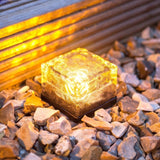 Solar Powered Square Tempered Glass Outdoor LED Buried Light Garden Decoration Lamp IP55 Waterproof，Size: 10 x 10 x 5.2cm, 10 x 10 x 5.2cm