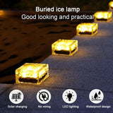 Solar Powered Square Tempered Glass Outdoor LED Buried Light Garden Decoration Lamp IP55 Waterproof，Size: 10 x 10 x 5.2cm, 10 x 10 x 5.2cm