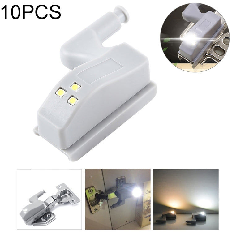10 PCS 0.3W Universal Inner Hinge LED Sensor lamp Cupboard 3 LEDs Night light Auto ON/OFF Bulb, 10 PCS White Light, 10 PCS Warm White 10 PCS White Light White Light