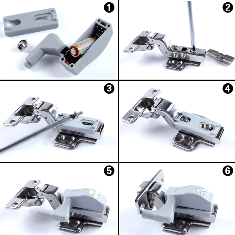 10 PCS 0.3W Universal Inner Hinge LED Sensor lamp Cupboard 3 LEDs Night light Auto ON/OFF Bulb, 10 PCS White Light, 10 PCS Warm White