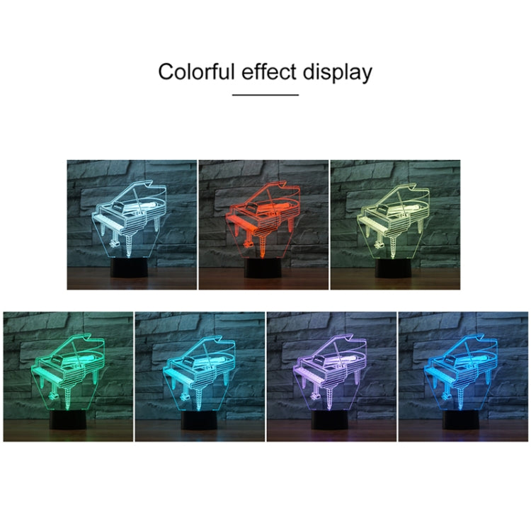 Piano Shape 3D Colorful LED Vision Light Table Lamp, USB & Battery Version, USB & Battery Version