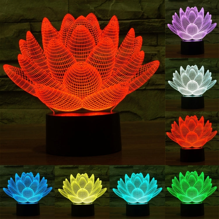 7 Color Discoloration Creative Visual Stereo Lamp Desk Lamp Night Light, Lotus Style