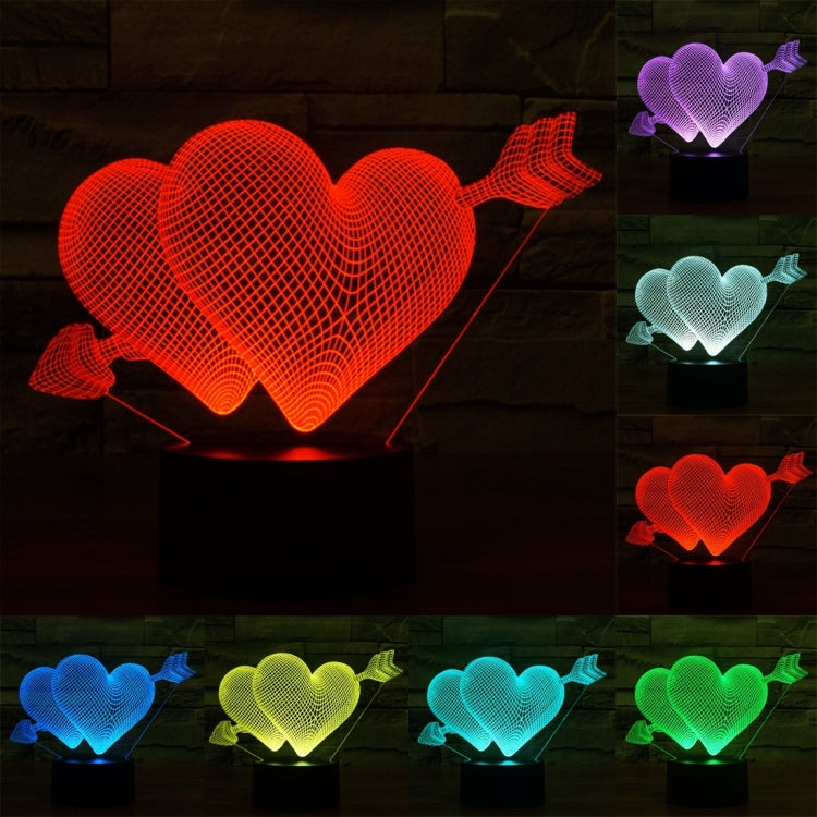 7 Colour Discoloration Creative Visual Stereo Lamp Desk Lamp Night Light, Arrow Through Heart Style