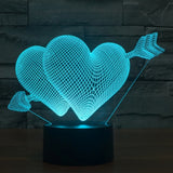 7 Colour Discoloration Creative Visual Stereo Lamp Desk Lamp Night Light, Arrow Through Heart Style