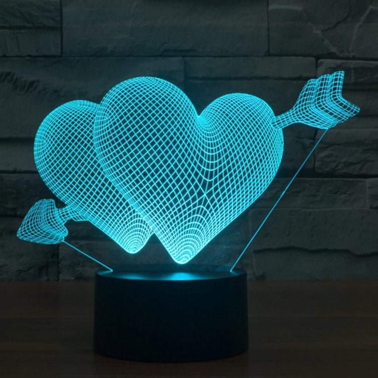 7 Colour Discoloration Creative Visual Stereo Lamp Desk Lamp Night Light, Arrow Through Heart Style