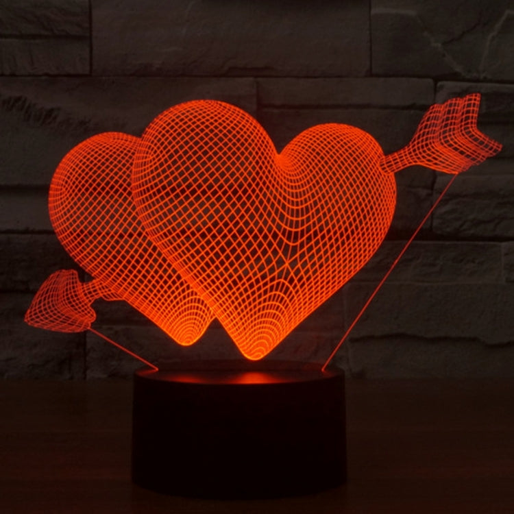 7 Colour Discoloration Creative Visual Stereo Lamp Desk Lamp Night Light, Arrow Through Heart Style