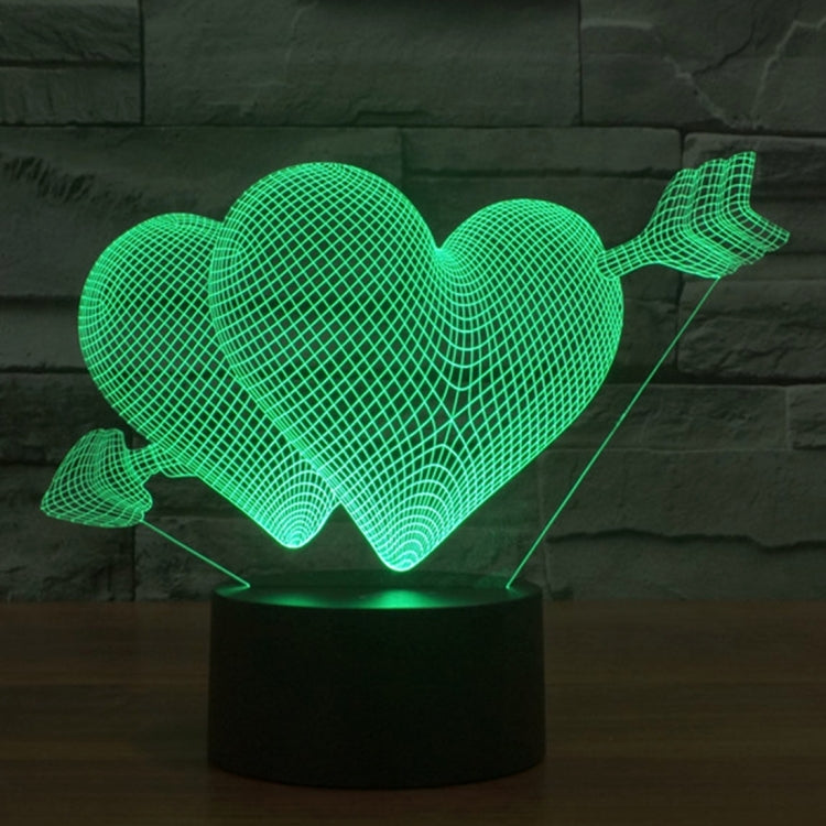 7 Colour Discoloration Creative Visual Stereo Lamp Desk Lamp Night Light, Arrow Through Heart Style