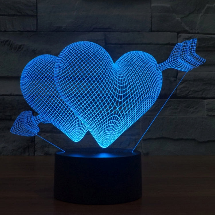 7 Colour Discoloration Creative Visual Stereo Lamp Desk Lamp Night Light, Arrow Through Heart Style