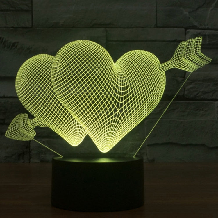 7 Colour Discoloration Creative Visual Stereo Lamp Desk Lamp Night Light, Arrow Through Heart Style