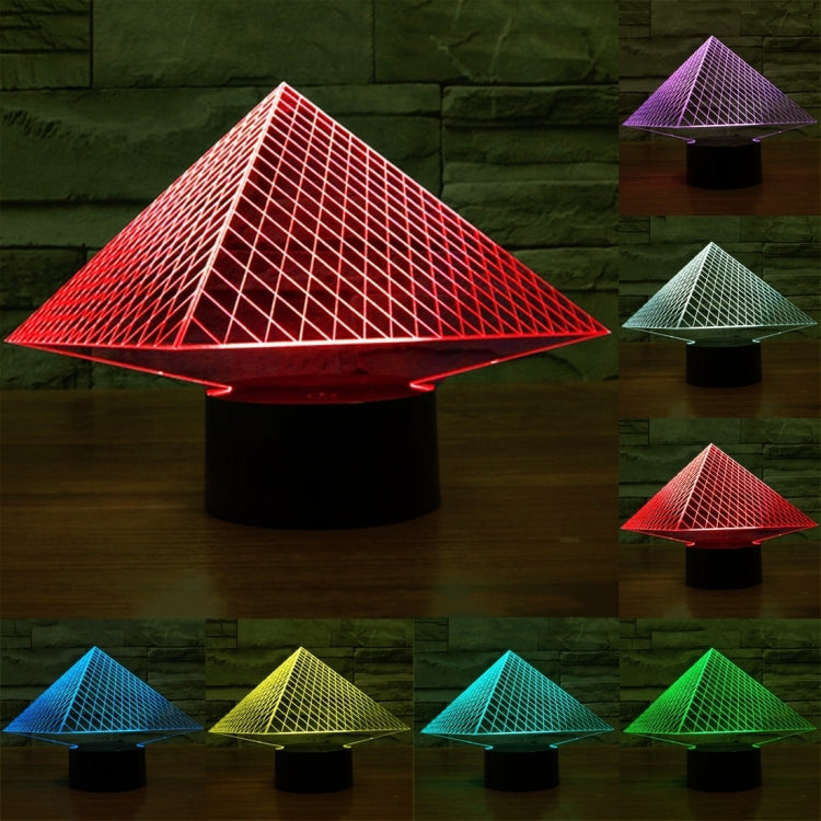 7 Colour Discoloration Creative Visual Stereo Lamp Desk Lamp Night Light, Pyramid Style