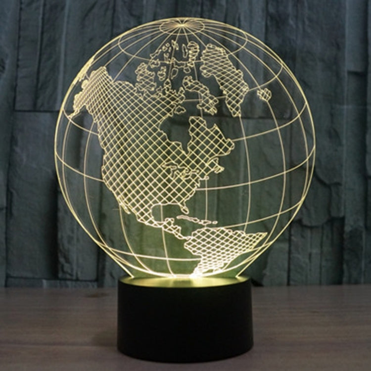 7 Colour Discoloration Creative Visual Stereo Lamp Desk Lamp Night Light, America Globe Style