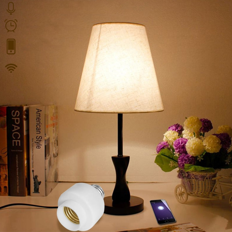 200W Max E27 APP Remote Control WiFi Smart Light Bulb Adapter Lamp Base Works with Alexa Echo & Google Home, AC 100-250V, APP Control