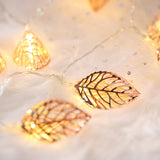 20 LEDs Teenage Style Warm Fairy Decorative Lamp for Christmas, Wedding, Bedroom, Rose Gold Leaf