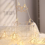 20 LEDs Teenage Style Warm Fairy Decorative Lamp for Christmas, Wedding, Bedroom, Iron Star