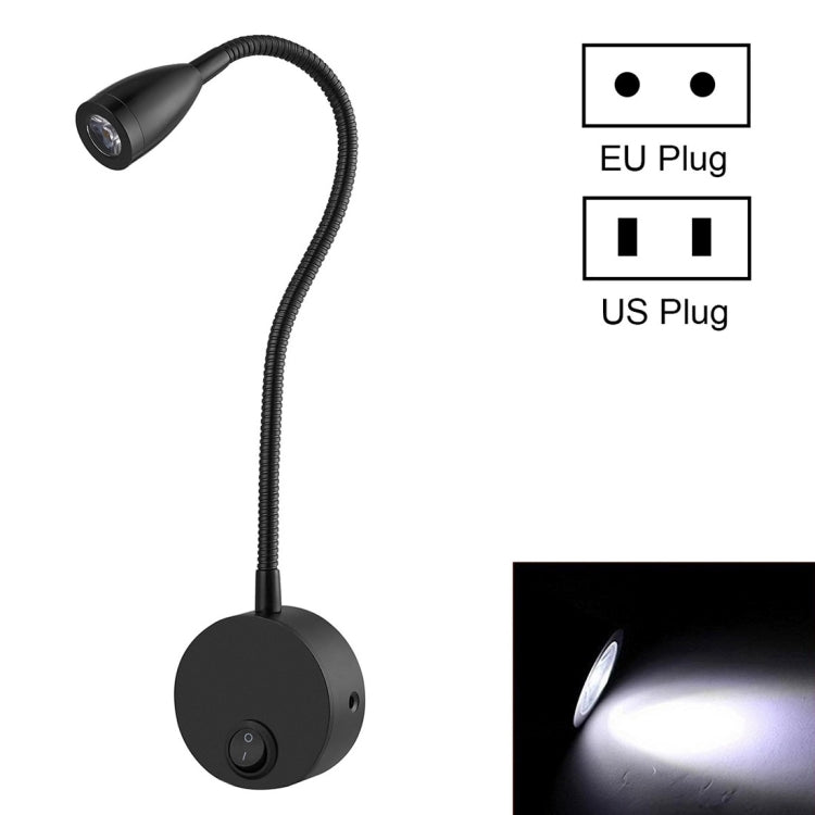 160 LM 3000-3200K Wall Mount Light Wall Sconce Lamp, Got the CE / FCC Certification, Goose Neck Length: 30cm, US/EU Plug, Default Delivery US Plug, CL-06b Black Shell