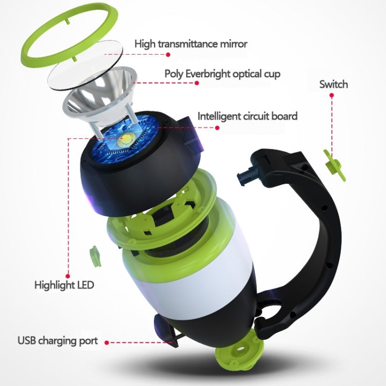 L001 5W USB Charging Hand-held LED Camping Lamp with Power Bank Function(Green), LED6908, LED6908L, LED6908R
