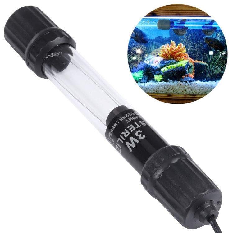 UV-003 3W Ultraviolet Germicidal Lamp Disinfection Light for Aquarium, EU Plug, 3W 3W