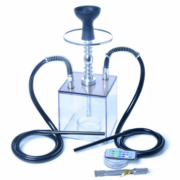 Cube Acrylic Double Pipe Hookah Set, Cube Double Pipe