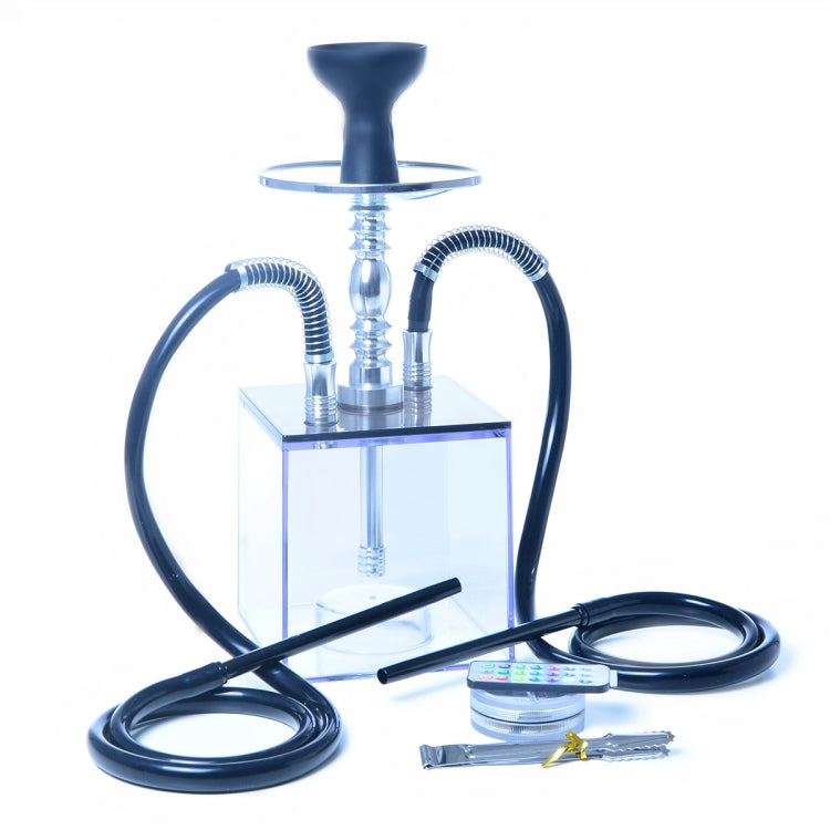 Cube Acrylic Double Pipe Hookah Set, Cube Double Pipe