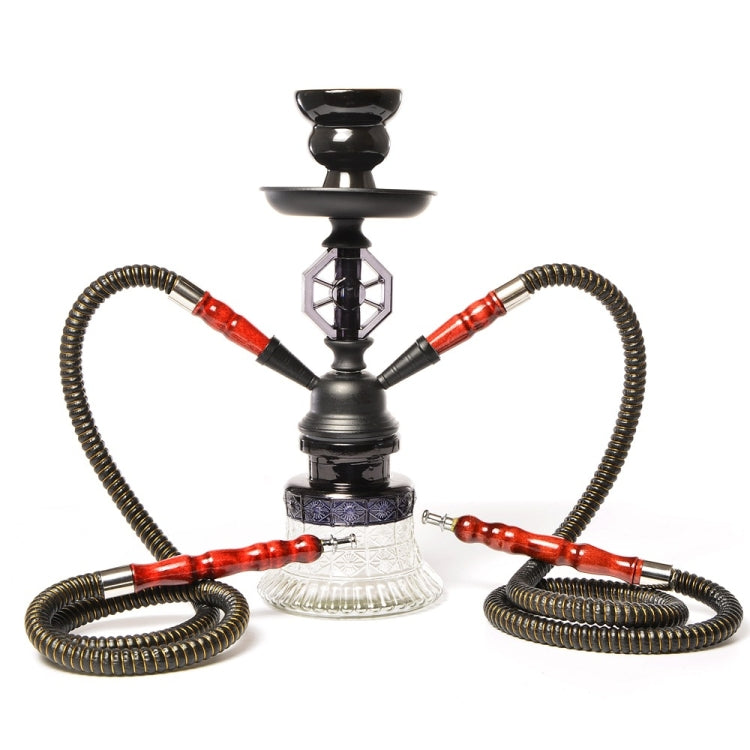 019-MZ729 Double Tube Glass Hookah Black