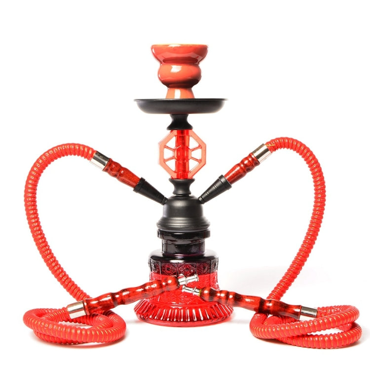 019-MZ729 Double Tube Glass Hookah Red