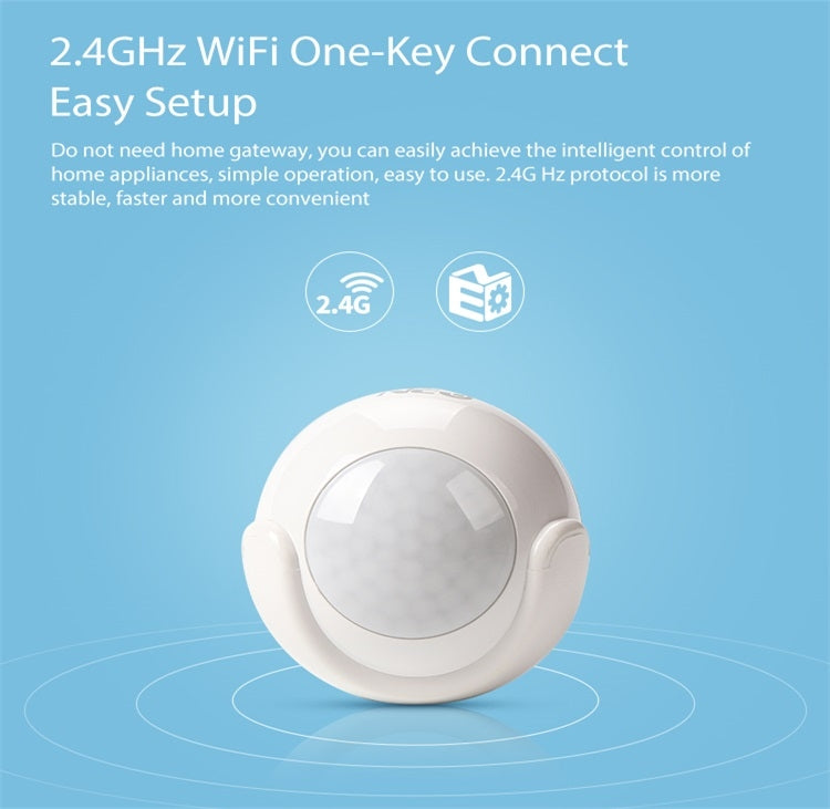 NEO NAS-PD01W Wireless WiFi PIR Detector Motion Sensor, Support Android / IOS systems & Ultra-bright Red LED