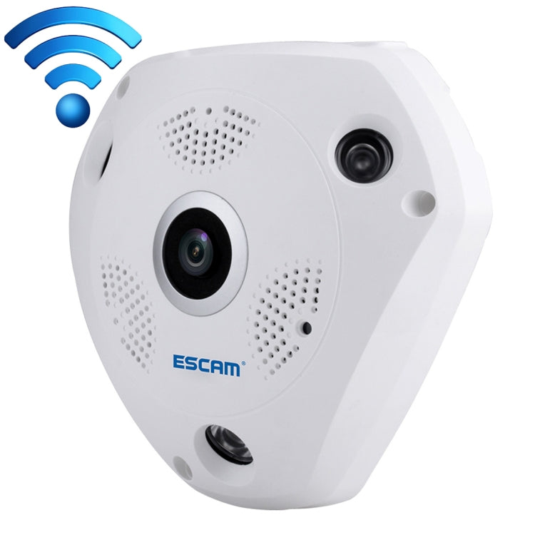 ESCAM Shark QP180 960P 360 Degrees Fisheye Lens 1.3MP WiFi IP Camera, Support Motion Detection / Night Vision, IR Distance: 10m, QP180 QP180