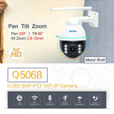 ESCAM Q5068 H.265 5MP Pan / Tilt / 4X Zoom WiFi Waterproof IP Camera, Support ONVIF Two Way Talk & Night Vision, AU Plug, UK Plug, US Plug, EU Plug, AU Plug