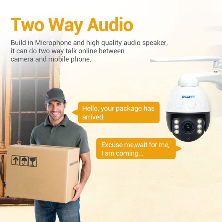 ESCAM Q5068 H.265 5MP Pan / Tilt / 4X Zoom WiFi Waterproof IP Camera, Support ONVIF Two Way Talk & Night Vision, AU Plug, UK Plug, US Plug, EU Plug, AU Plug