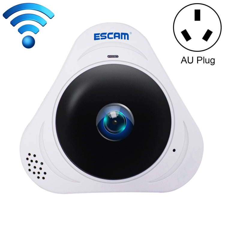 ESCAM Q8 960P 360 Degrees Fisheye Lens 1.3MP WiFi IP Camera, Support Motion Detection / Night Vision, IR Distance: 5-10m, AU Plug, Q8 EU Plug, Q8 UK Plug, Q8 US Plug, Q8 AU Plug Q8 AU Plug White