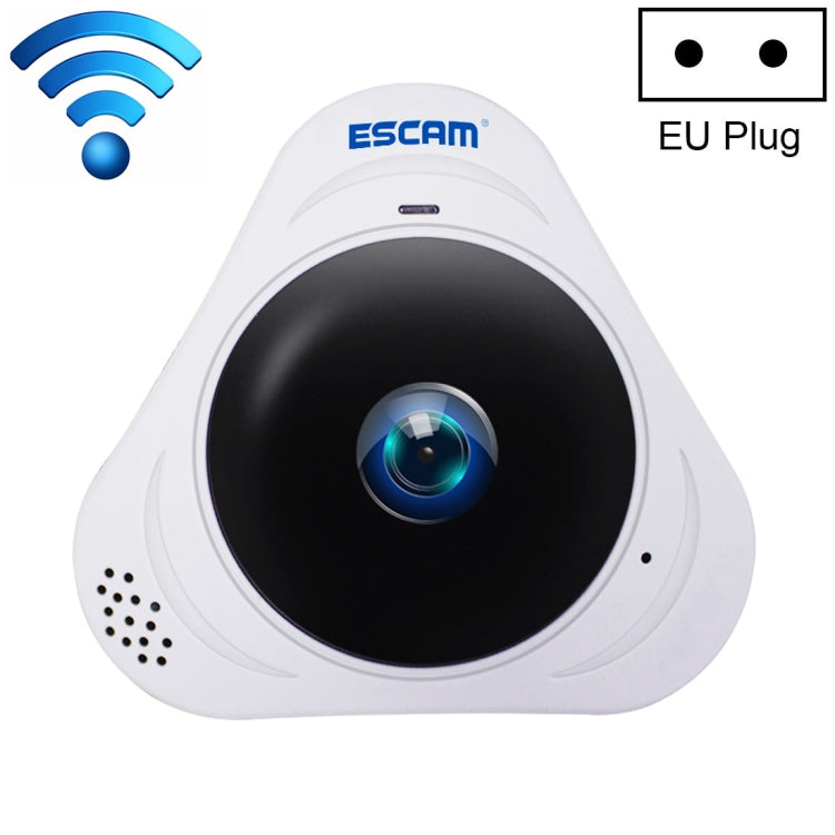 ESCAM Q8 960P 360 Degrees Fisheye Lens 1.3MP WiFi IP Camera, Support Motion Detection / Night Vision, IR Distance: 5-10m, AU Plug, Q8 EU Plug, Q8 UK Plug, Q8 US Plug, Q8 AU Plug Q8 EU Plug White