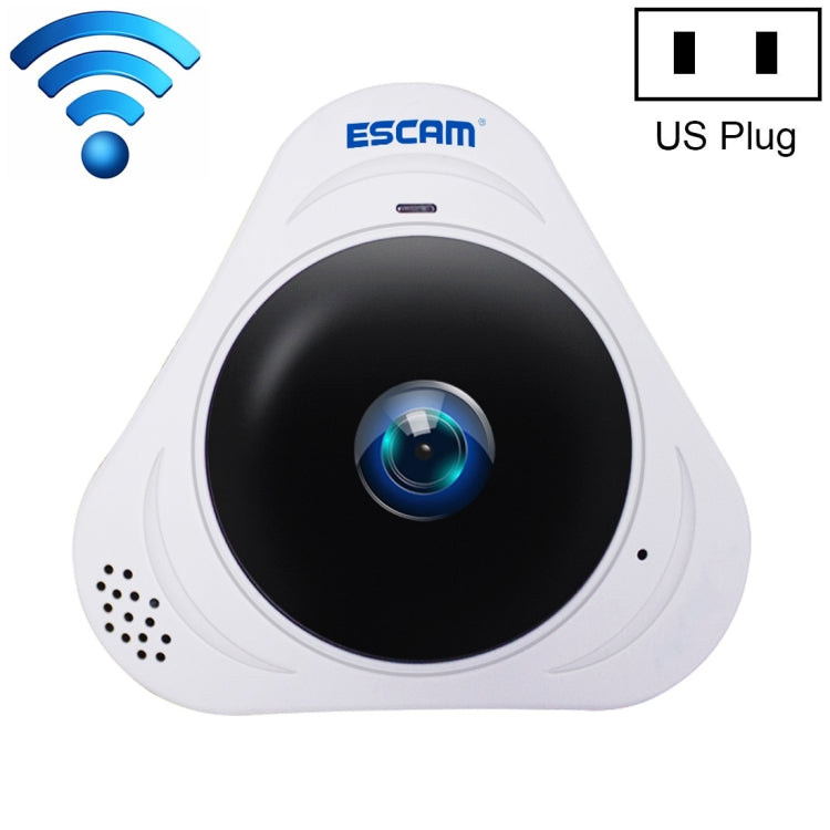 ESCAM Q8 960P 360 Degrees Fisheye Lens 1.3MP WiFi IP Camera, Support Motion Detection / Night Vision, IR Distance: 5-10m, AU Plug, Q8 EU Plug, Q8 UK Plug, Q8 US Plug, Q8 AU Plug Q8 US Plug White