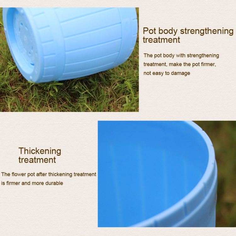 10 PCS Imitation Wooden Barrel Plastic Resin Flower Pot with Tray, Top Diameter: 9cm, Height: 6.5cm, Top Diameter: 9cm