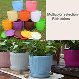 10 PCS Imitation Wooden Barrel Plastic Resin Flower Pot with Tray, Top Diameter: 16cm, Height: 13.5cm, Top Diameter: 16cm