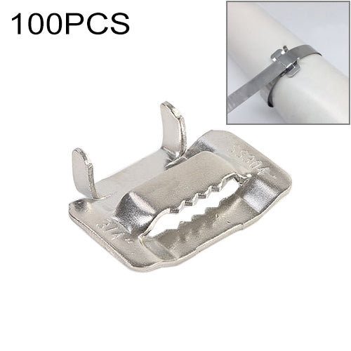 100 PCS 12.7mm 304 Stainless Steel Tie Lock Type Cable Wrapped Bundle Buckle, 12.7mm 12.7mm