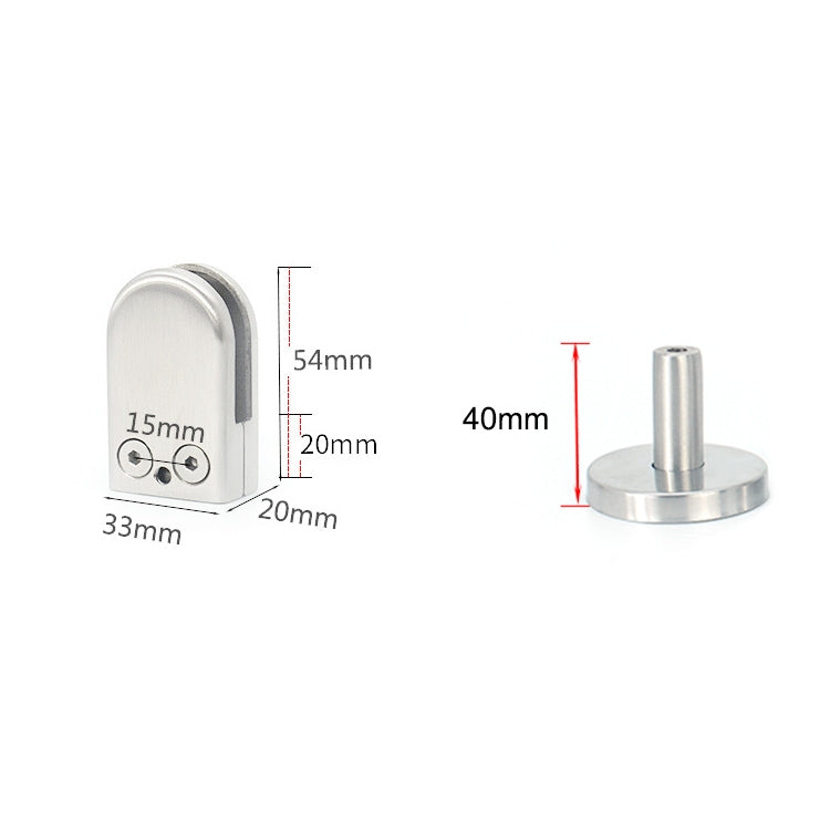 304 Stainless Steel Glass Fish Mouth Support Rod Fixing Clip with 14x40mm Rod, Specification: S, S, with 14x40mm Rod