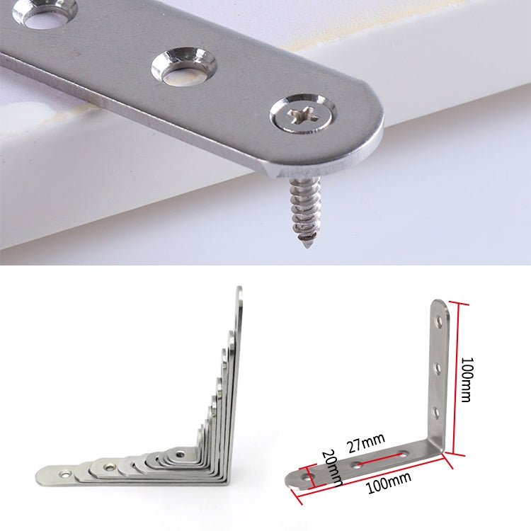 2pcs Stainless Steel 90 Degree Angle Bracket,Corner Brace Joint Bracket Fastener Furniture Cabinet Screens Wall (100mm), 100mm (2pcs)