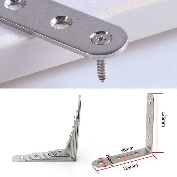 2pcs Stainless Steel 90 Degree Angle Bracket,Corner Brace Joint Bracket Fastener Furniture Cabinet Screens Wall (125mm), 125mm (2pcs)
