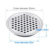 10pcs Flat Surface 25mm Cabinet Round Air Vent Stainless Steel Louvered Grille Cover Vents with Little Holes, 25mm Flat
