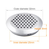 10pcs Bevel Surface 25mm Cabinet Round Air Vent Stainless Steel Louvered Grille Cover Vents with Little Holes, 25mm Bevel