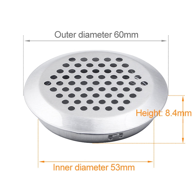 10pcs Bevel Surface 53mm Cabinet Round Air Vent Stainless Steel Louvered Grille Cover Vents with Little Holes, 53mm Bevel